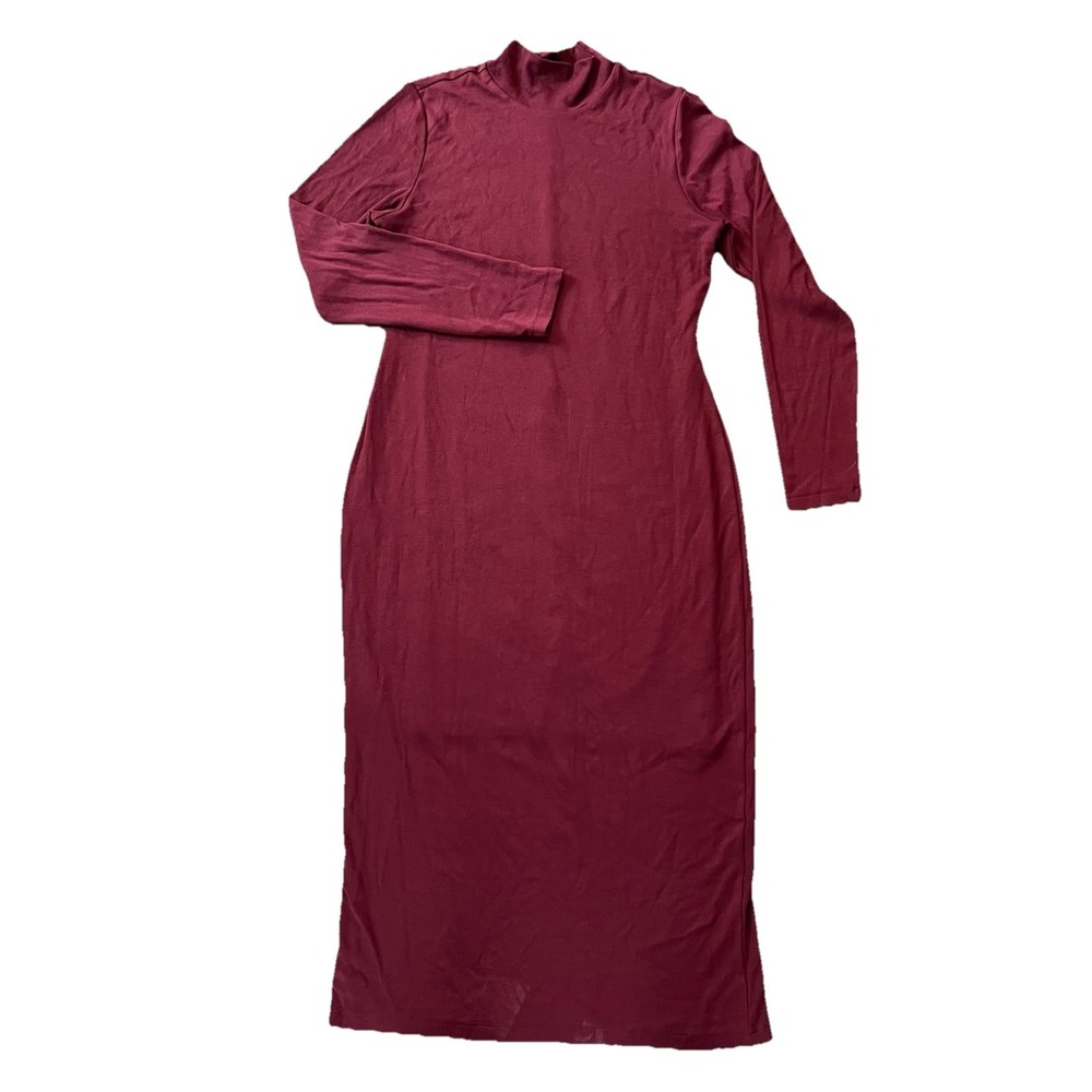 Marine Layer Lexi Ribbed Burgundy bodycon Dress Y2K sexy 90s‎ L Minimalist Basic